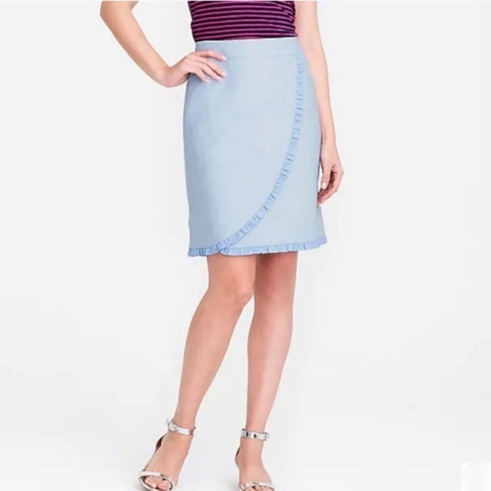 J. Crew Blue Oxford Pencil Skirt 12 nwt